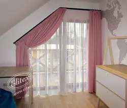 Curtains for sloping windows in the bedroom photo