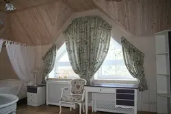 Curtains for sloping windows in the bedroom photo