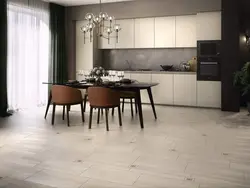 Beige tiles on the kitchen floor photo