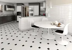 Beige tiles on the kitchen floor photo