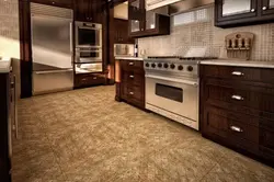 Beige tiles on the kitchen floor photo