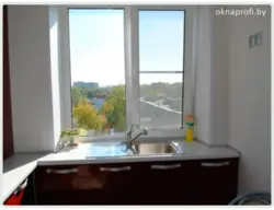 Sink in the window in the kitchen Khrushchev photo