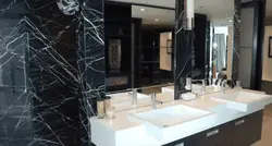 Black marble tiles for bathroom photo