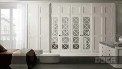 Hinged wardrobes with a mirror in the bedroom photo