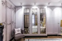 Hinged wardrobes with a mirror in the bedroom photo