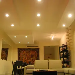 Living room with spotlights without chandelier photo