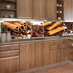 Wood-effect wall panel in the kitchen photo