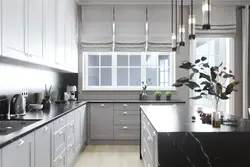 Ошхона сафед бо акс countertop хокистарӣ торик