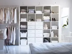 Bedroom wardrobe with open shelves photo