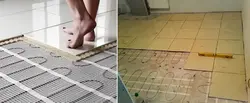 Heated floor in the bathroom under tiles photo
