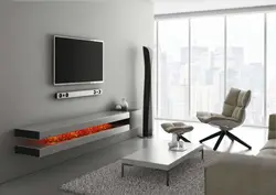 Консоль в интерьере гостиной под телевизором фото