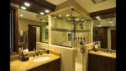 Lighting in the bathroom with shower photo
