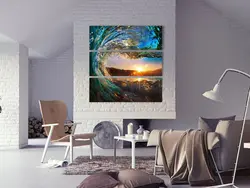 Photo on canvas in the living room interior photo