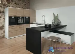 Indian wood countertop in the kitchen interior photo