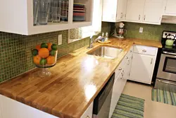 Indian wood countertop in the kitchen interior photo