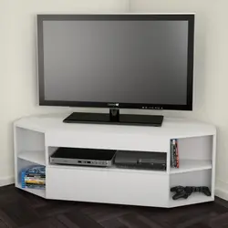 Corner TV stand in the living room photo