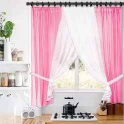Set of tulle and curtains for the kitchen photo