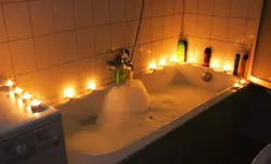 Photo Bath With Foam And Candles Photo