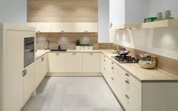 Ошхона яхмос бо countertop чӯбӣ ва акс пешдоман