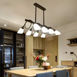 Hanging Lamps Above The Bar Counter In The Kitchen Photo