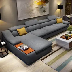 Large sofas in the living room with a sleeping place photo