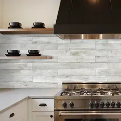 Wood-Effect Tiles For A Backsplash In The Kitchen Photo