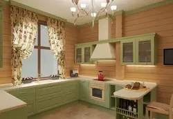 Corner Kitchens In A Wooden House With A Window Photo
