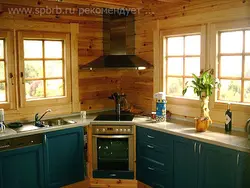 Corner Kitchens In A Wooden House With A Window Photo