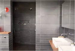 Combination of glossy and matte tiles in the bathroom photo