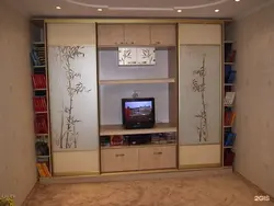 Шкаф стенка в гостиную с местом для телевизора фото