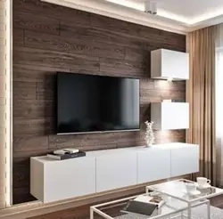 TV console in a modern style in the living room photo