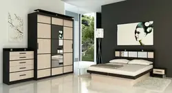 Wardrobe and chest of drawers in the bedroom in the same style photo