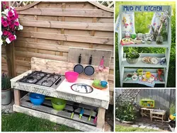 DIY kitchen in the country from scrap materials photo