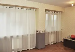 Тюль на люверсах в гостиную в современном стиле фото