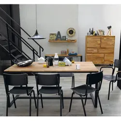 Table and chairs in loft style for the kitchen photo
