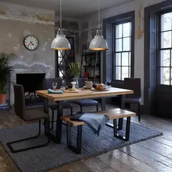 Table And Chairs In Loft Style For The Kitchen Photo