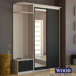 Sliding Wardrobes In The Hallway With A Mirror And Shoe Rack Inexpensive Photo