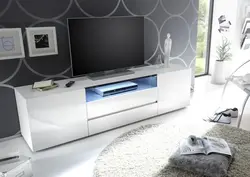 Длинная тумба под телевизор в современном стиле в гостиную фото