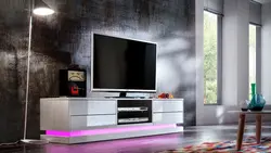 Длинная тумба под телевизор в современном стиле в гостиную фото