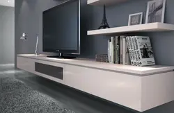 Long TV stand in a modern style for the living room photo