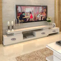 Long TV stand in a modern style for the living room photo