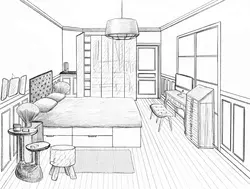 Bedroom interior pencil