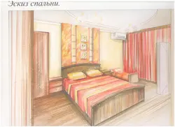 Bedroom interior pencil