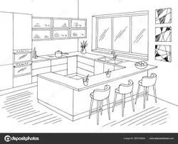 Kitchen interior vector