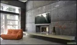 Microcement in the living room interior