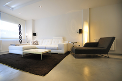 Microcement in the living room interior