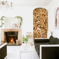 Firewood in the living room interior
