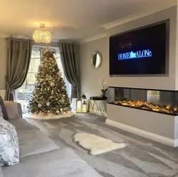 Christmas tree in the living room interior