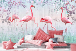 Ванна бөлмесінің интерьеріндегі фламинго