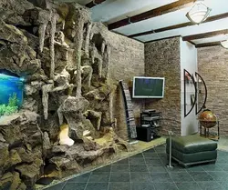 Rock in the living room interior